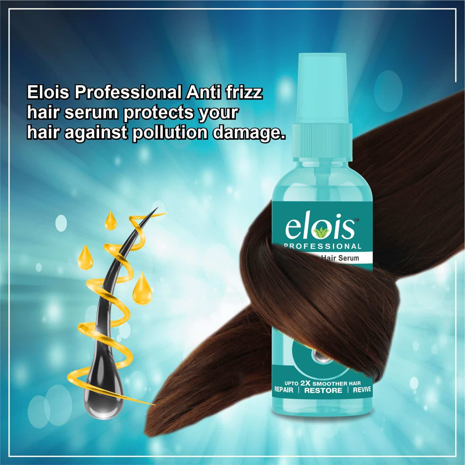 Elois Professional Hair Serum for Frizzy Hair with Keratin | 45ml & 100ml | Pack of 1 & Pack of 2 - Image 3