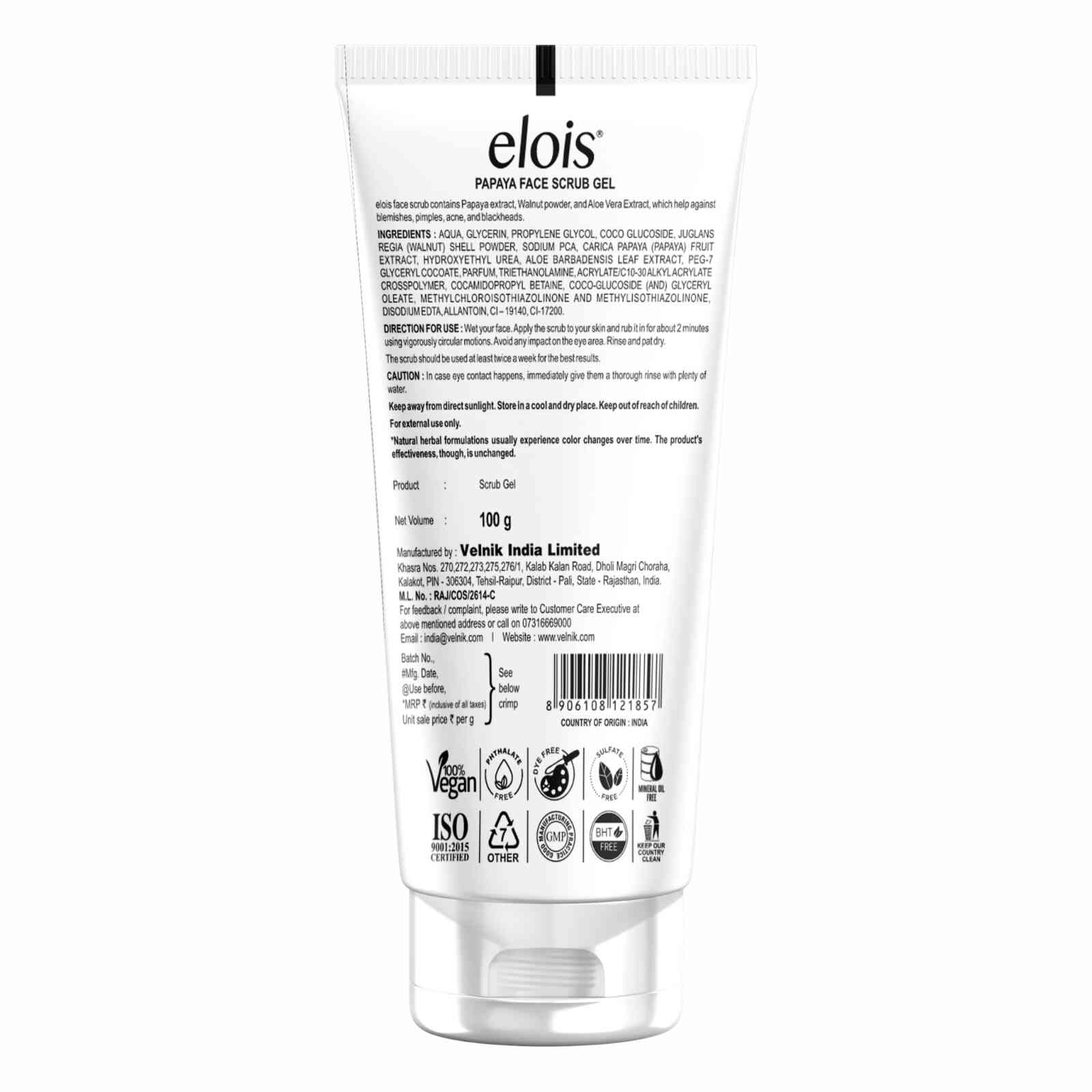 Elois Papaya Face Scrub Gel for Smooth, Fresh & Glowing Skin | 100G - Image 2
