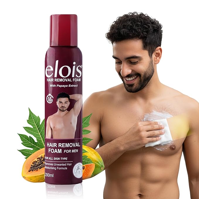 Elois Hair Removal Foam Spray for Men with Papaya Extract 200ml (Pack of 1 & 2) - Image 2