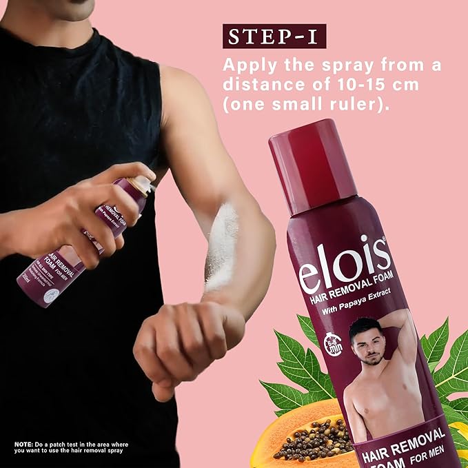 Elois Hair Removal Foam Spray for Men with Papaya Extract 200ml (Pack of 1 & 2) - Image 5