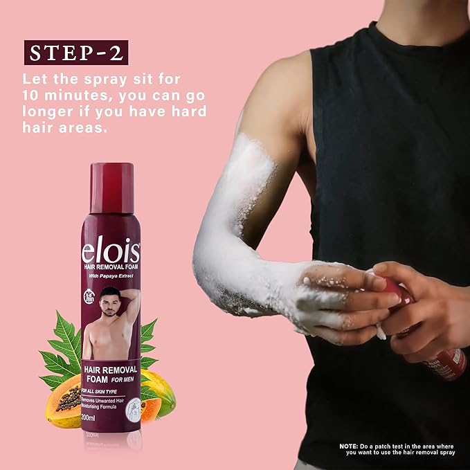 Elois Hair Removal Foam Spray for Men with Papaya Extract 200ml (Pack of 1 & 2) - Image 6