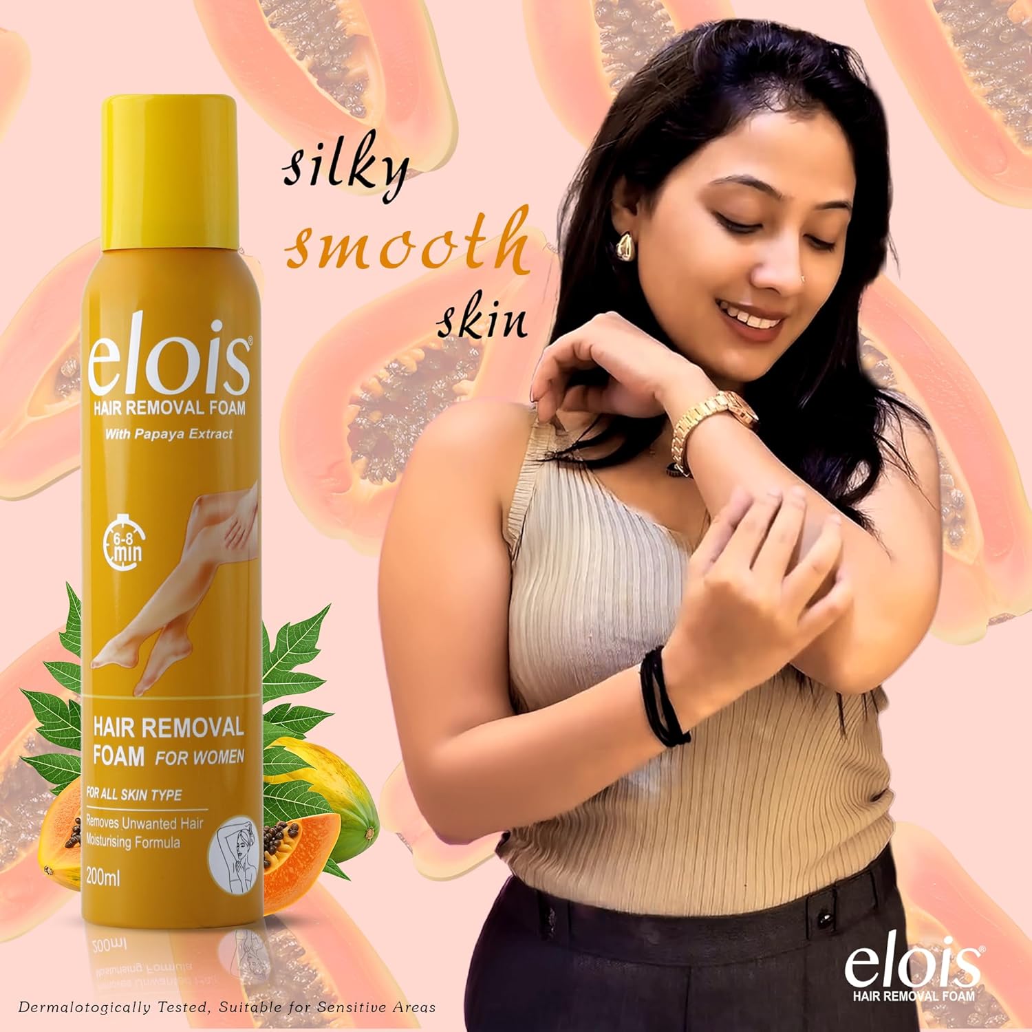 Elois Hair Removal Foam Spray for Women 200ml with Papaya Extract (Pack of 1 & 2) - Image 4