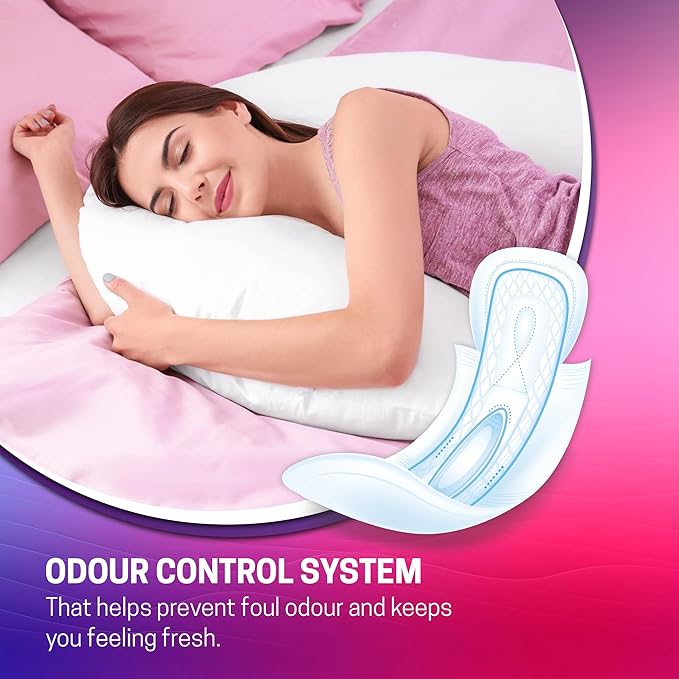 Elois Heavy Flow Pads XL 280mm for Women with Cotton Soft Cover, Leak Lock System, Super Absorbent Core, Wings, Overnight Protection & Rash-Free Comfort – Pack of 4 Pads - Image 2
