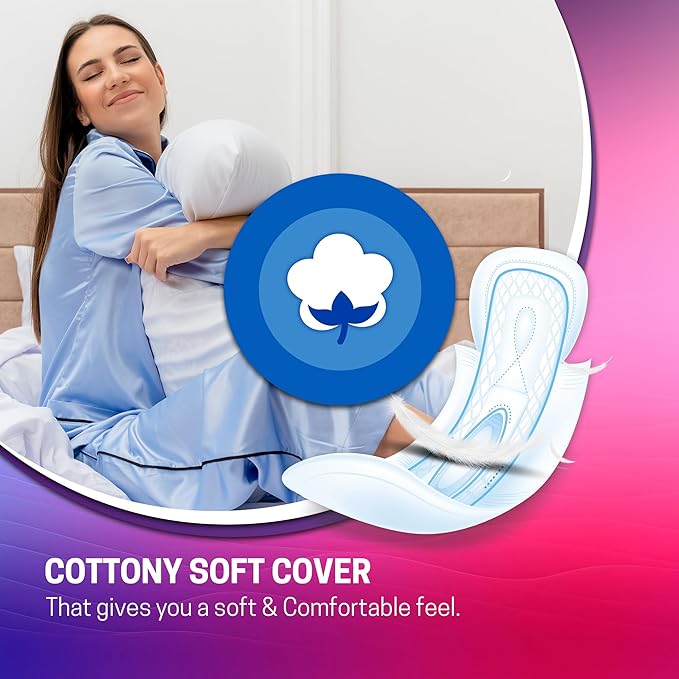 Elois Heavy Flow Pads XL 280mm for Women with Cotton Soft Cover, Leak Lock System, Super Absorbent Core, Wings, Overnight Protection & Rash-Free Comfort – Pack of 4 Pads - Image 4