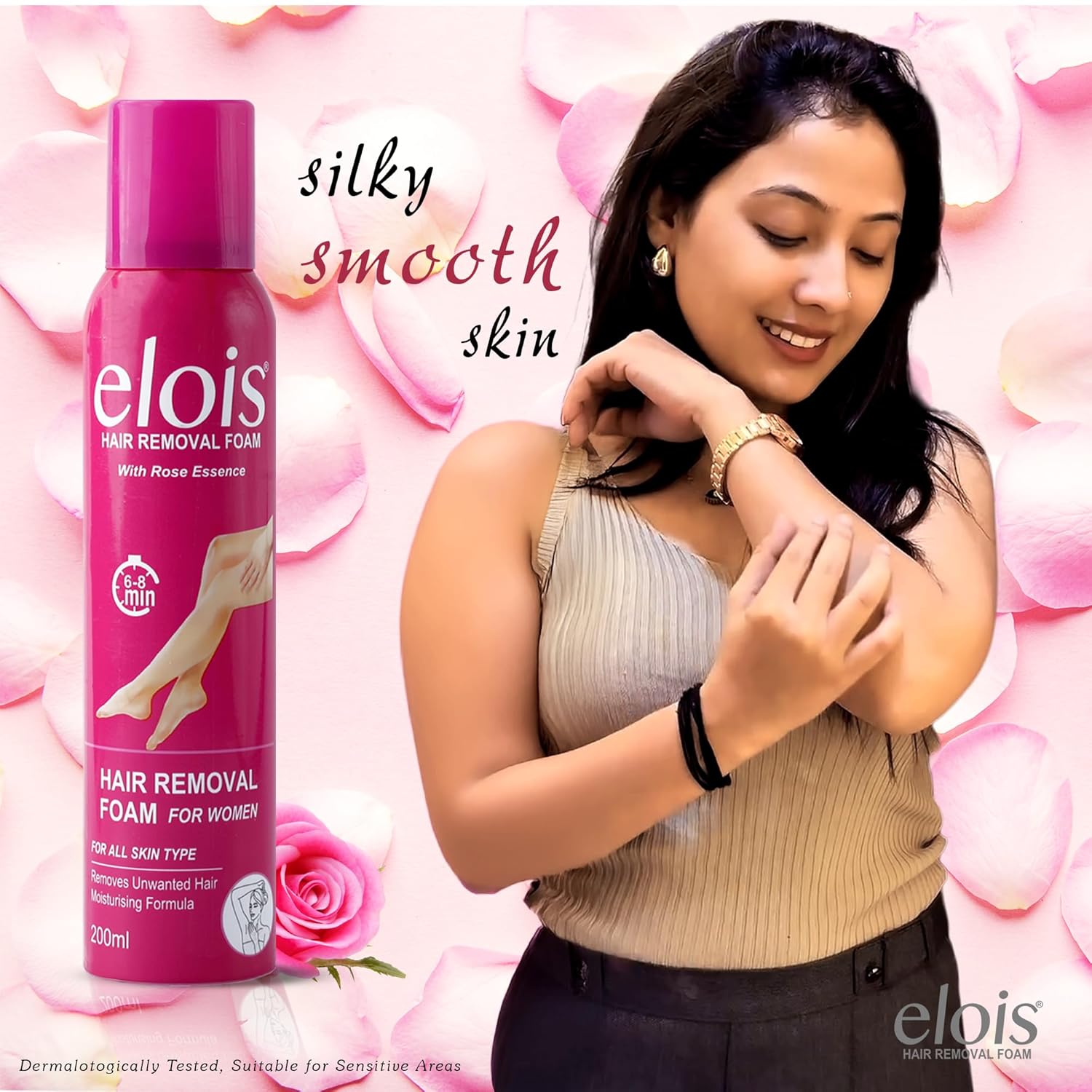 Elois Hair Removal Foam Spray for Women with Rose Extract 200ml (Pack of 1 & 2) - Image 4