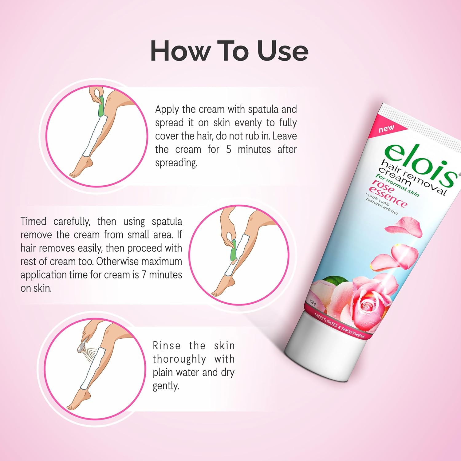 Elois Hair Removal Cream with Rose Essence | Hair Removal Cream for Private Parts & Body | Women & Girls | Pack of 2 (100g Each) - Image 7