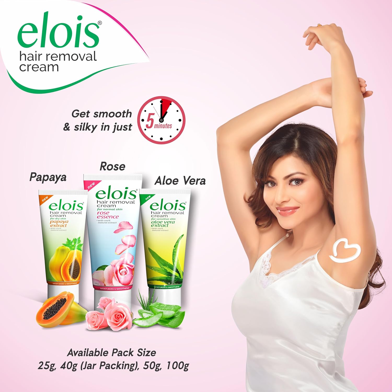 Elois Hair Removal Cream with Rose Essence | Hair Removal Cream for Private Parts & Body | Women & Girls | Pack of 2 (100g Each) - Image 5