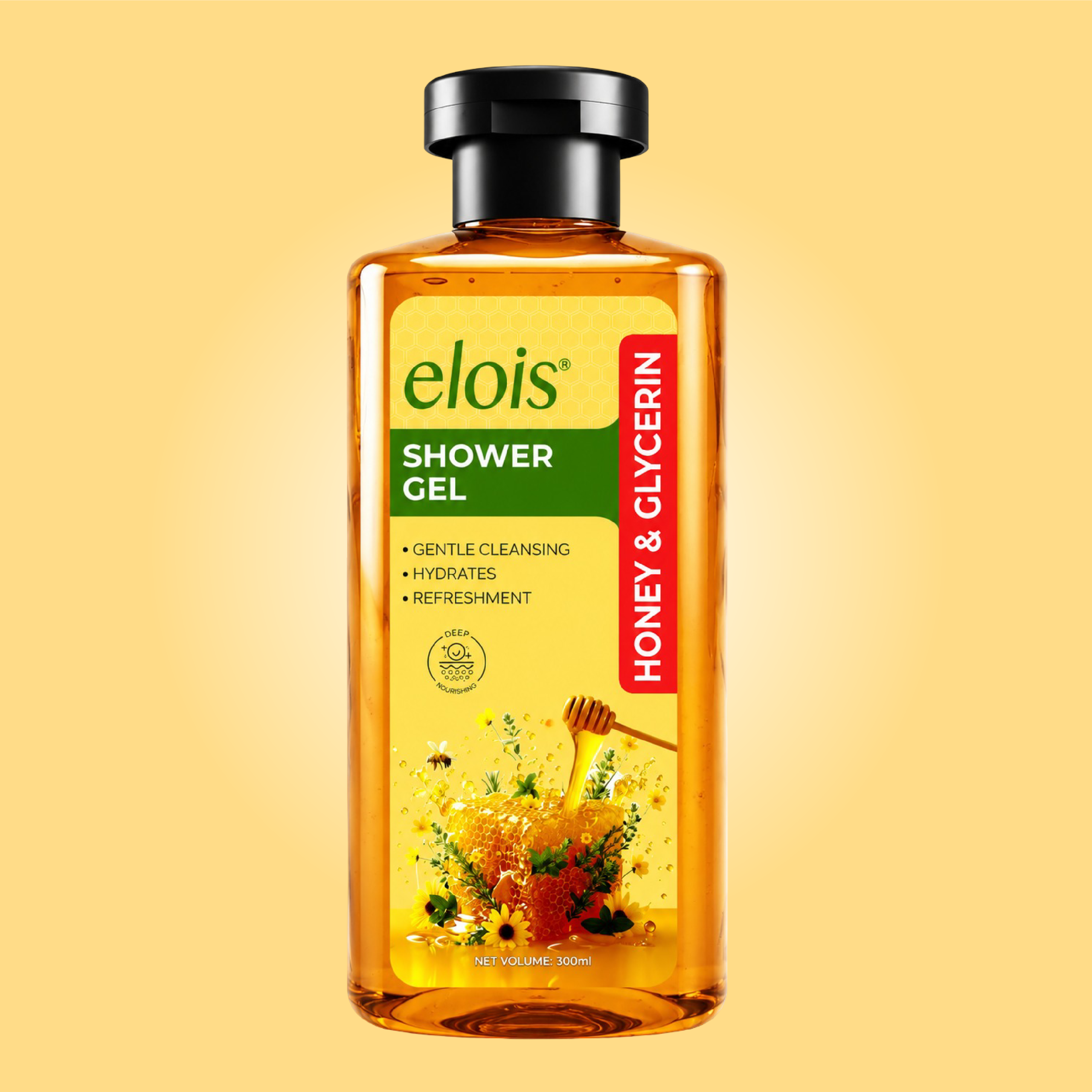 Honey Moisturizing Body Shower Gel with Honey & Glycerin – Moisturizing Body Wash for Soft, Hydrated & Refreshed Skin | 300 ml