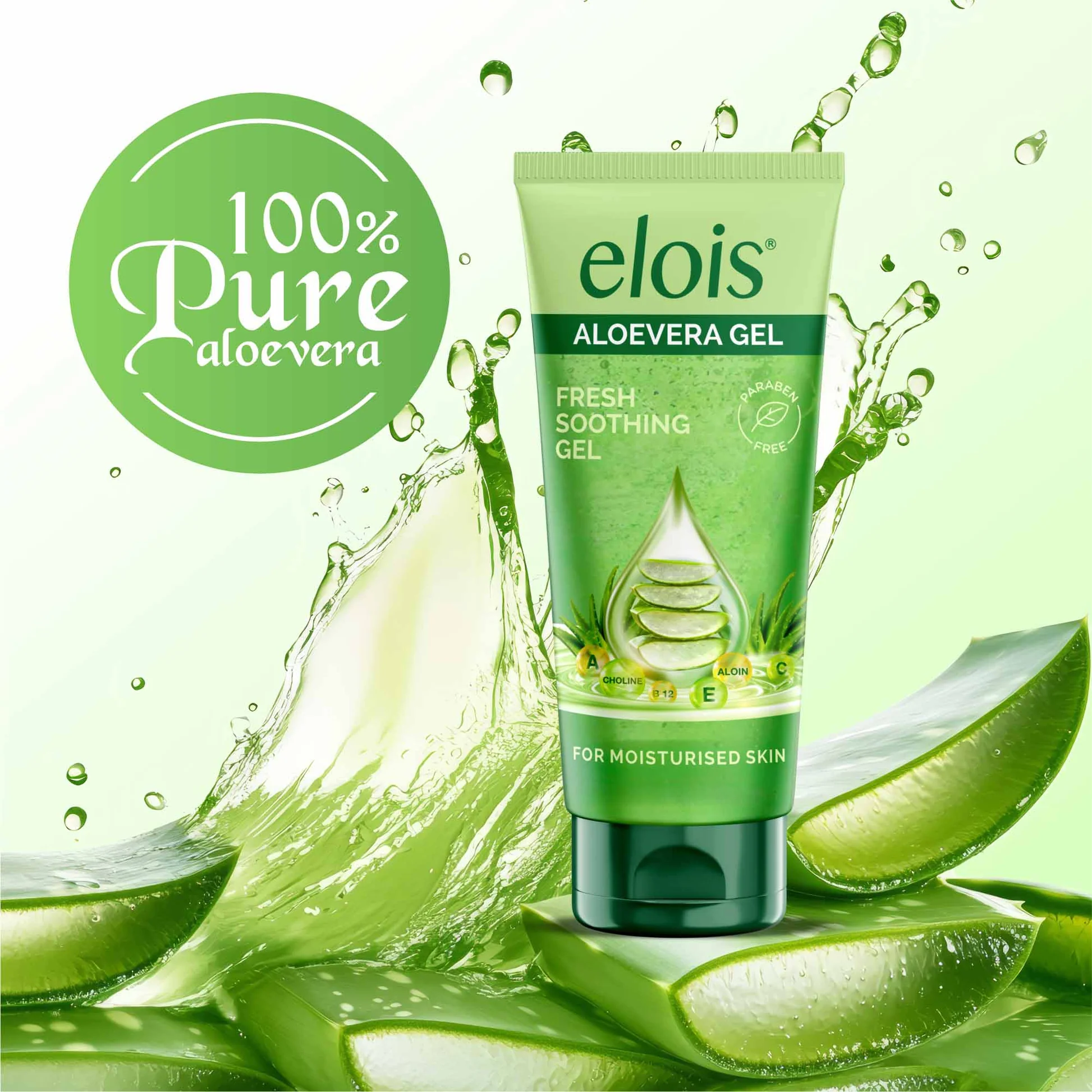 Elois Aloe Vera Gel for Face, Skin & Hair with Vitamin E | Fresh Soothing Gel Moisturizer | Non-Greasy Daily Hydration | 100ml - Image 3