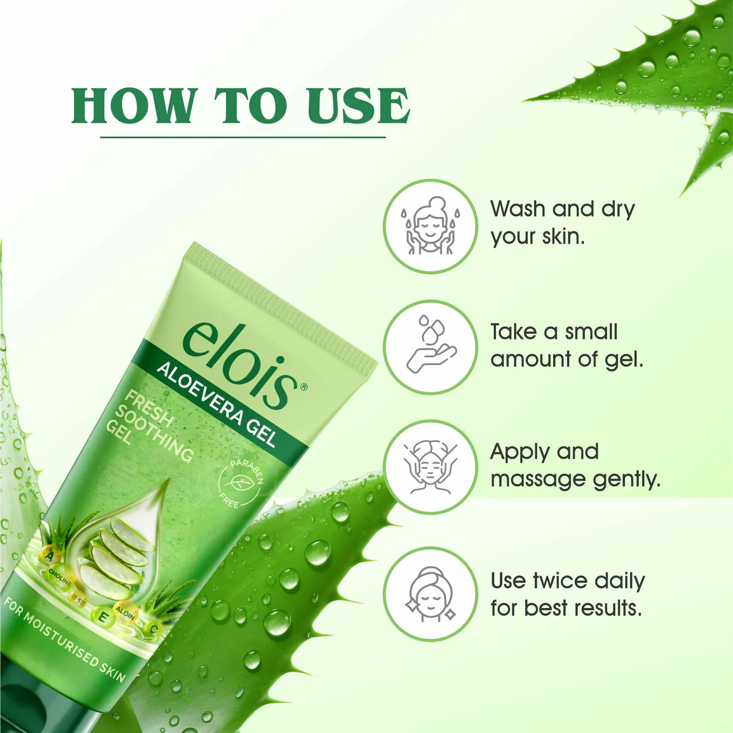 Elois Aloe Vera Gel for Face, Skin & Hair with Vitamin E | Fresh Soothing Gel Moisturizer | Non-Greasy Daily Hydration | 100ml - Image 5